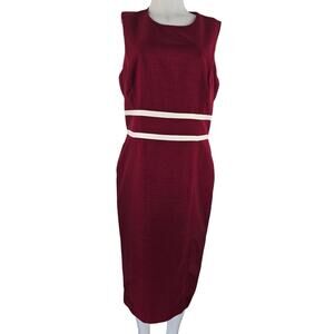 Evan Picone Black Label Closet Staple Red White Women's Sleeveless Dress 12